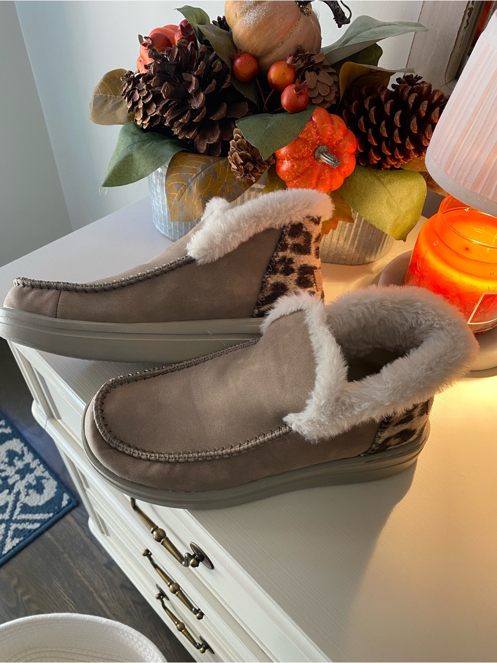 Hey Dude Lined Slip-On Moccasin with Leopard Accent